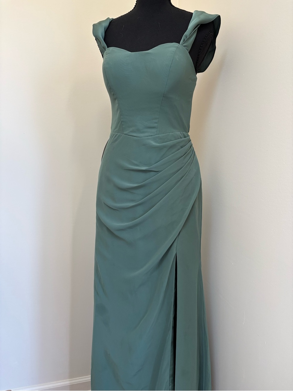 Azazie Sage Green Draped Maxi Dress